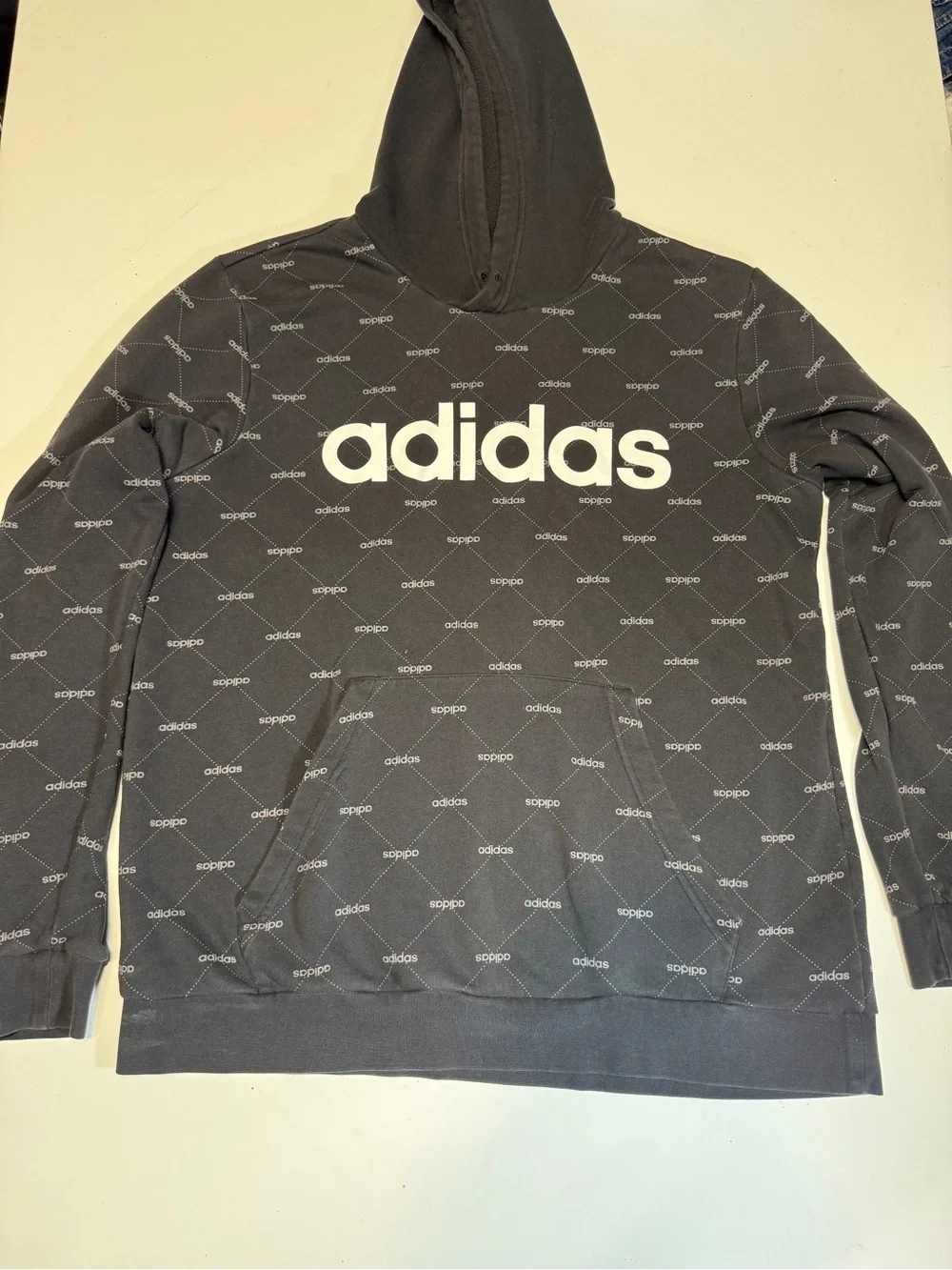 adidas Black Logo Zip-Up Hoodie Sweater